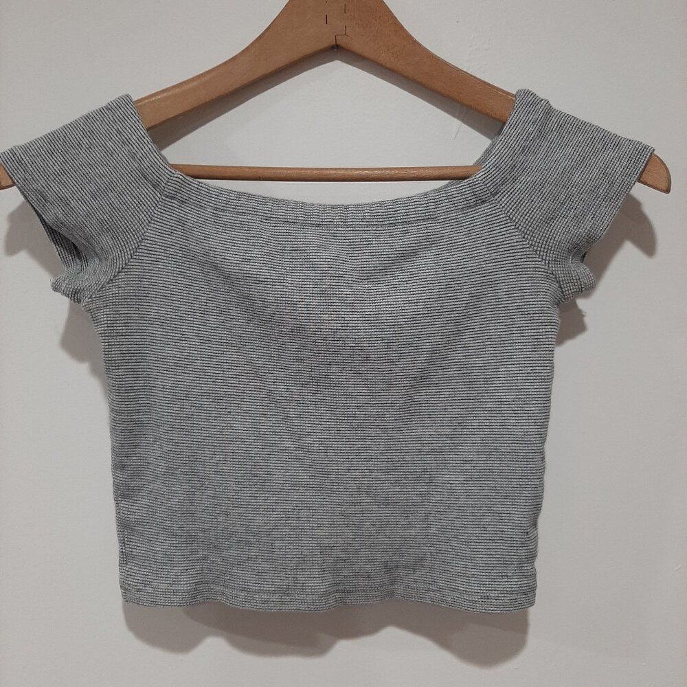 Zara micro striped normcore minimalist short sleeved crop top